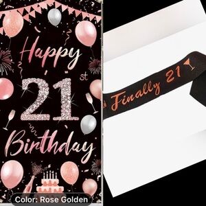 Happy 21st Birthday! SASH and BANNER, 70” x 35”